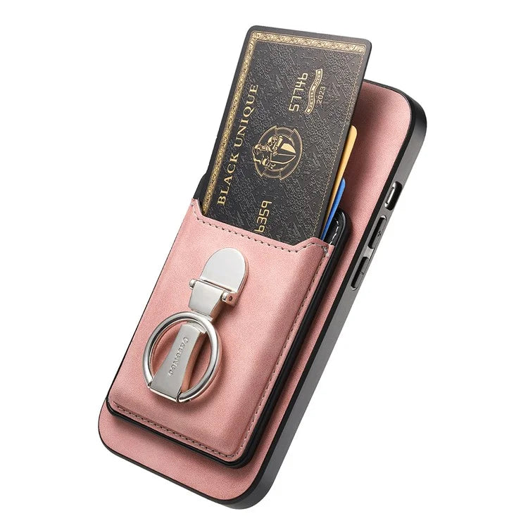 B4 For Samsung Galaxy A54 5G Case Skin-Touch Texture Caseneo Ring Holder Kickstand Anti-Drop Cover with Card Holder
