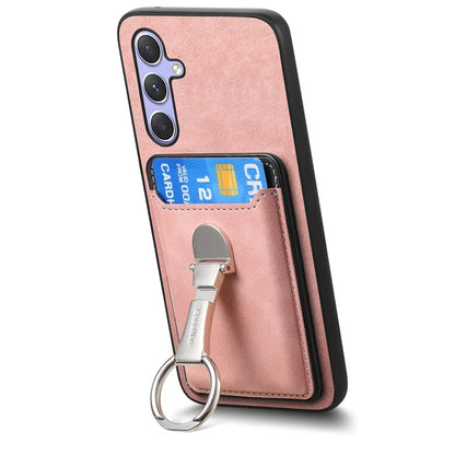 B4 For Samsung Galaxy A54 5G Case Skin-Touch Texture Caseneo Ring Holder Kickstand Anti-Drop Cover with Card Holder
