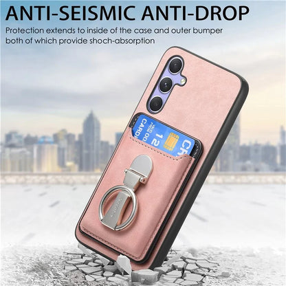 B4 For Samsung Galaxy A54 5G Case Skin-Touch Texture Caseneo Ring Holder Kickstand Anti-Drop Cover with Card Holder