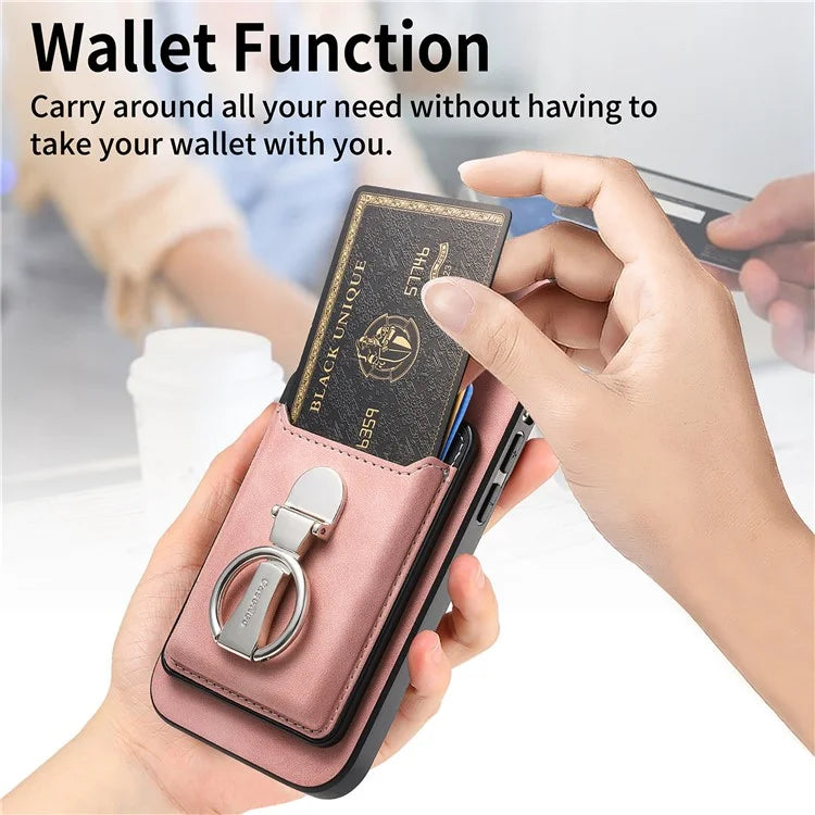 B4 For Samsung Galaxy A54 5G Case Skin-Touch Texture Caseneo Ring Holder Kickstand Anti-Drop Cover with Card Holder