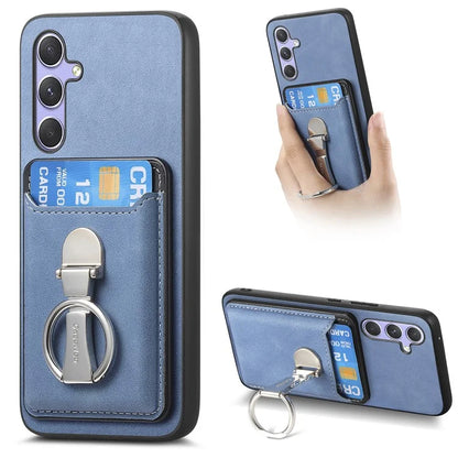 B4 For Samsung Galaxy A54 5G Case Skin-Touch Texture Caseneo Ring Holder Kickstand Anti-Drop Cover with Card Holder