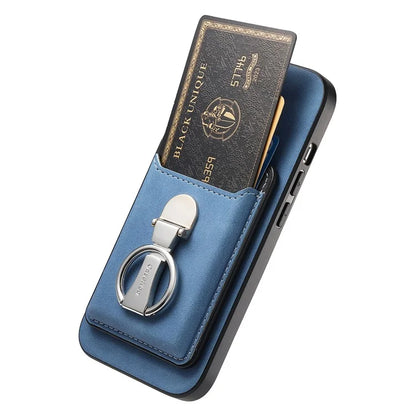 B4 For Samsung Galaxy A54 5G Case Skin-Touch Texture Caseneo Ring Holder Kickstand Anti-Drop Cover with Card Holder