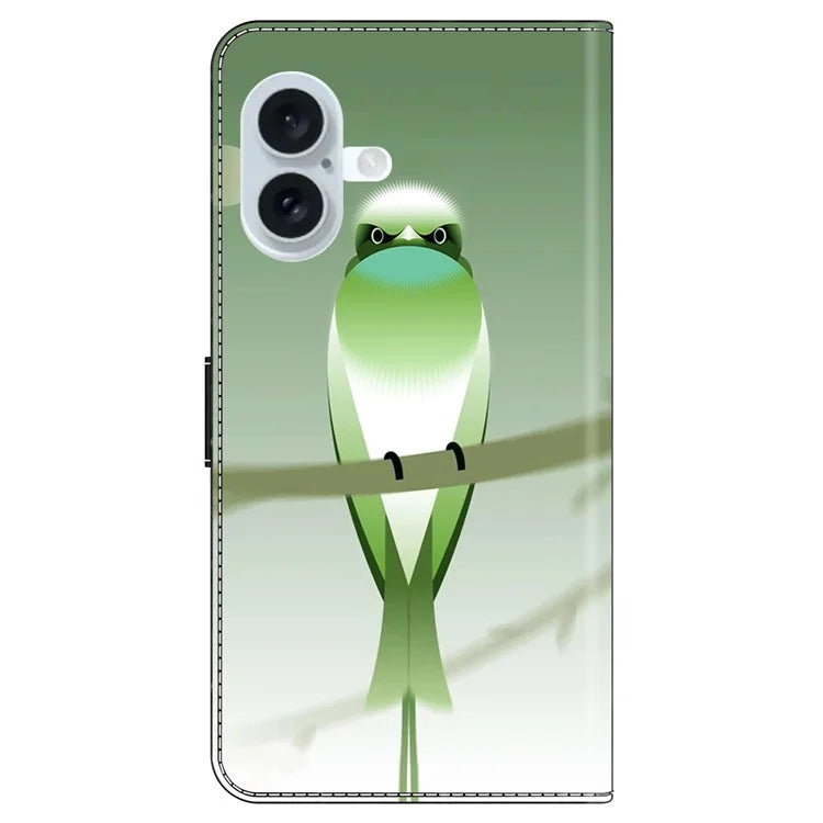 For iPhone 16 Case PU Leather Wallet Phone Cover with Stand