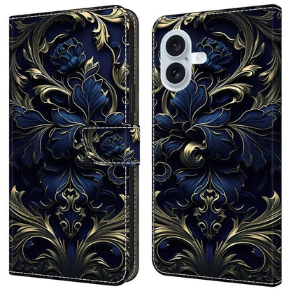 For iPhone 16 Case PU Leather Wallet Phone Cover with Stand