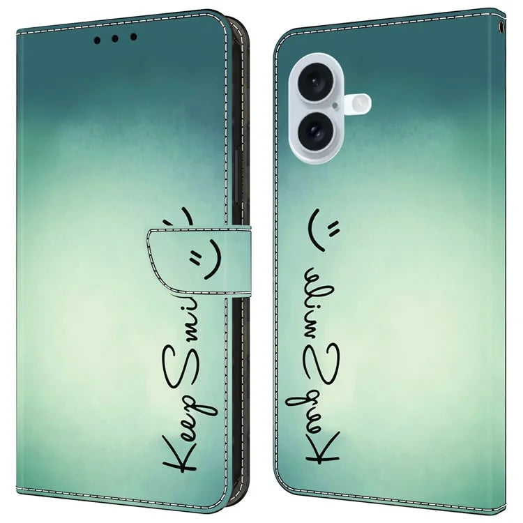 For iPhone 16 Case PU Leather Wallet Phone Cover with Stand