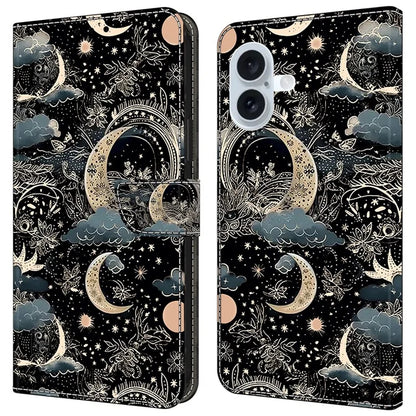 For iPhone 16 Case PU Leather Wallet Phone Cover with Stand