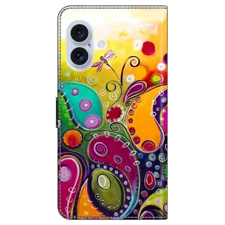For iPhone 16 Case PU Leather Wallet Phone Cover with Stand