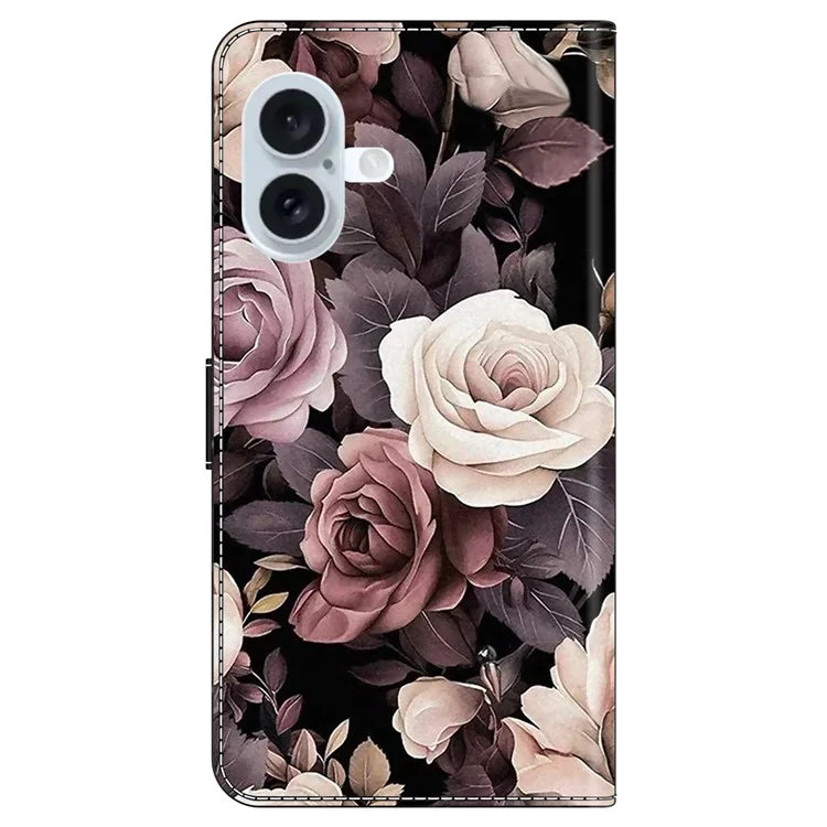 For iPhone 16 Case PU Leather Wallet Phone Cover with Stand