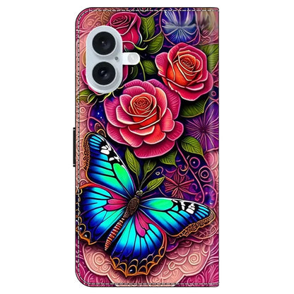 For iPhone 16 Plus Case PU Leather Wallet Flip Cover with Standing Function