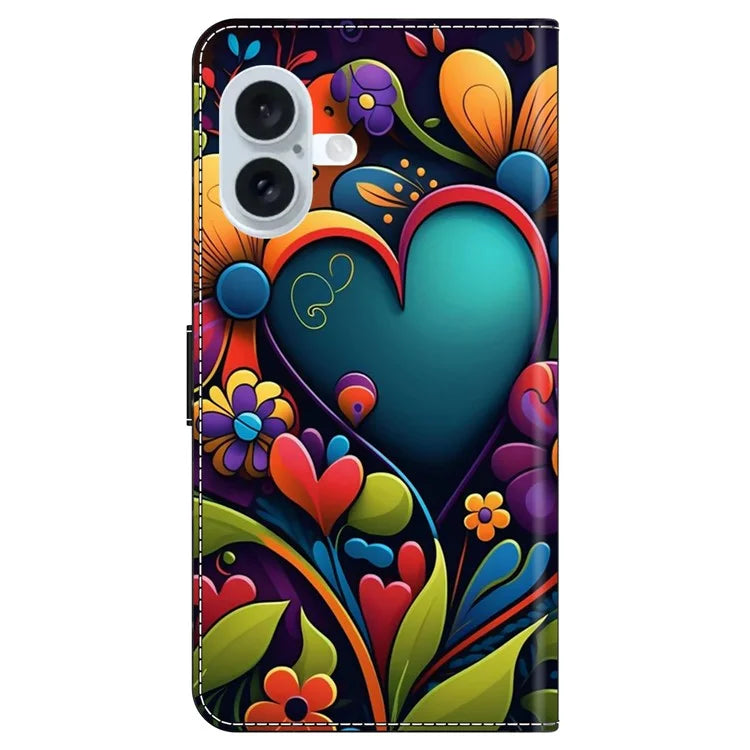 For iPhone 16 Plus Case PU Leather Wallet Flip Cover with Standing Function