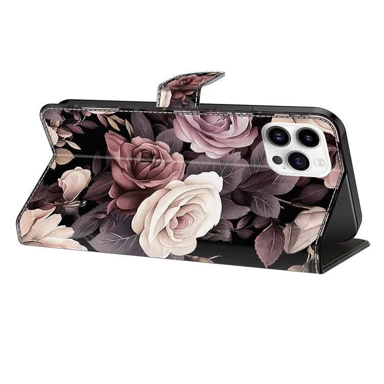 For iPhone 16 Pro Case PU Leather Wallet Flip Cover with Standing Function