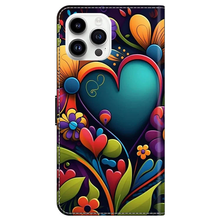 For iPhone 16 Pro Case PU Leather Wallet Flip Cover with Standing Function