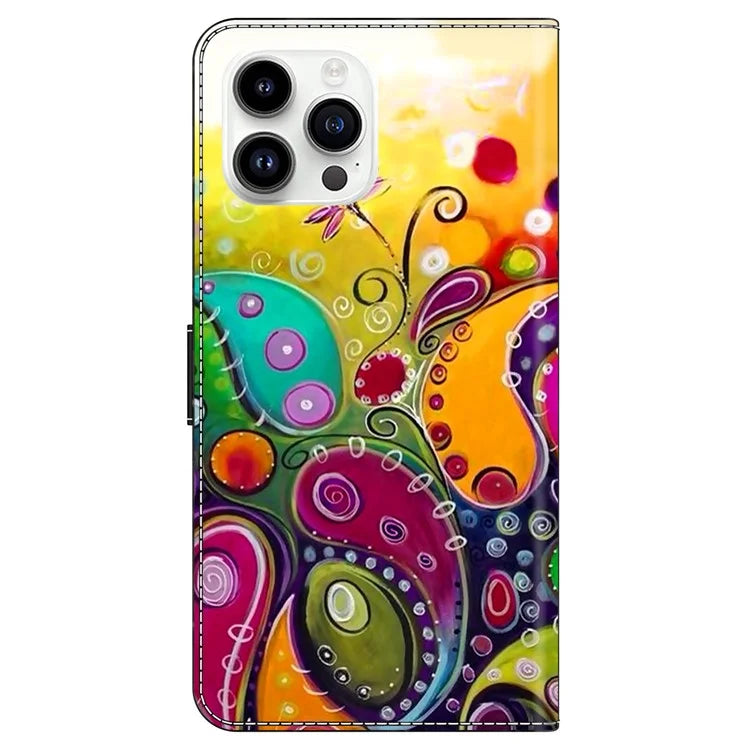 For iPhone 16 Pro Case PU Leather Wallet Flip Cover with Standing Function