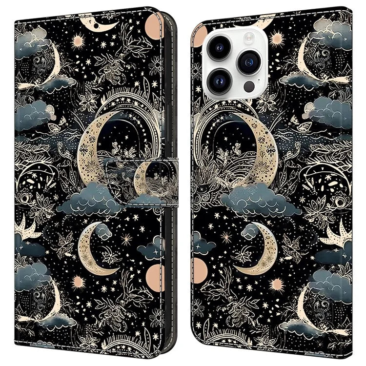 For iPhone 16 Pro Case PU Leather Wallet Flip Cover with Standing Function