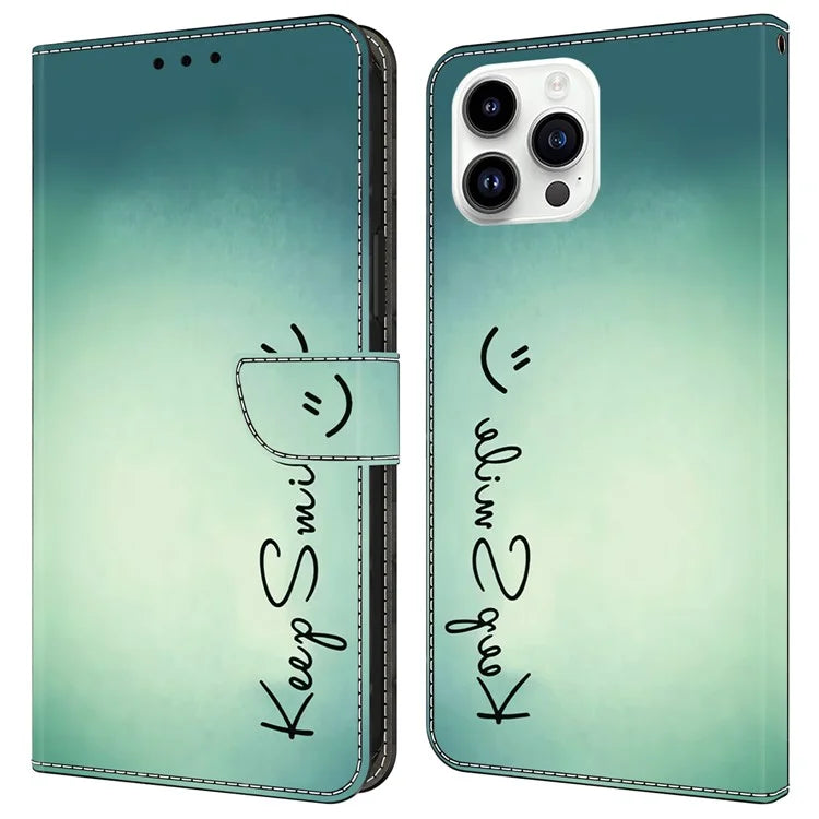 For iPhone 16 Pro Case PU Leather Wallet Flip Cover with Standing Function
