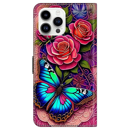 For iPhone 16 Pro Case PU Leather Wallet Flip Cover with Standing Function