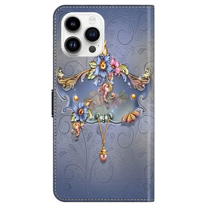 For iPhone 16 Pro Case PU Leather Wallet Flip Cover with Standing Function