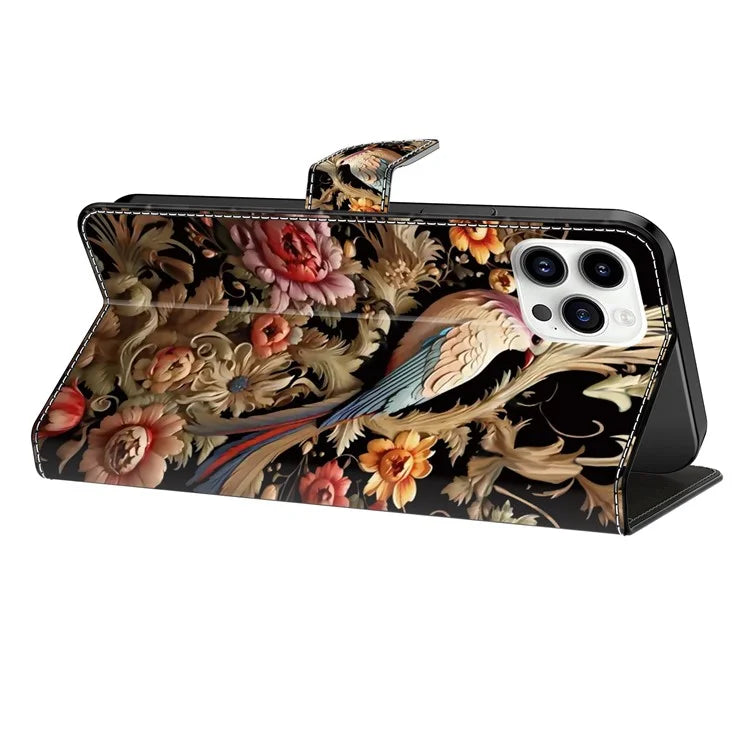 For iPhone 16 Pro Case PU Leather Wallet Flip Cover with Standing Function