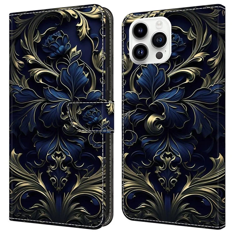 For iPhone 16 Pro Case PU Leather Wallet Flip Cover with Standing Function