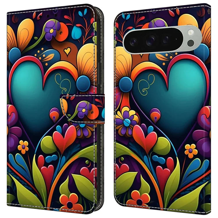 For Google Pixel 9 / 9 Pro Case PU Leather Wallet Phone Cover with Stand