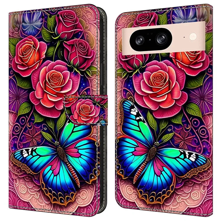 For Google Pixel 8a Case PU Leather Wallet Phone Cover with Stand