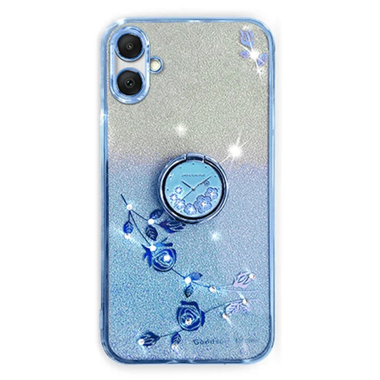 KADEM For Samsung Galaxy A06 Case Ring Kickstand TPU Flowers Phone Cover Gradient Glitter