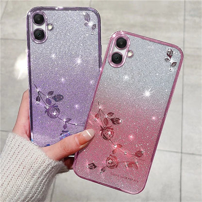 KADEM For Samsung Galaxy A06 Case Flower TPU Flexible Gradient Phone Cover