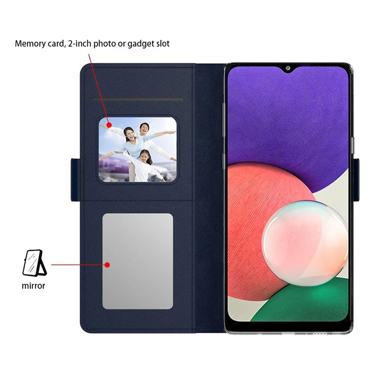 For Samsung Galaxy A16 5G Case Stand PU Leather Phone Cover Card Holder Mirror
