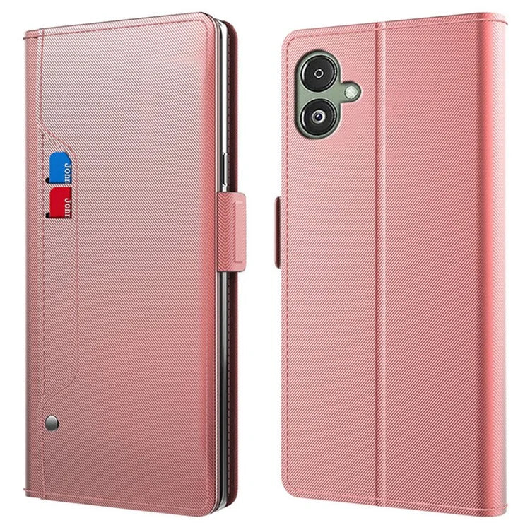 For Samsung Galaxy A06 Case Stand PU Leather Phone Cover Card Holder Mirror