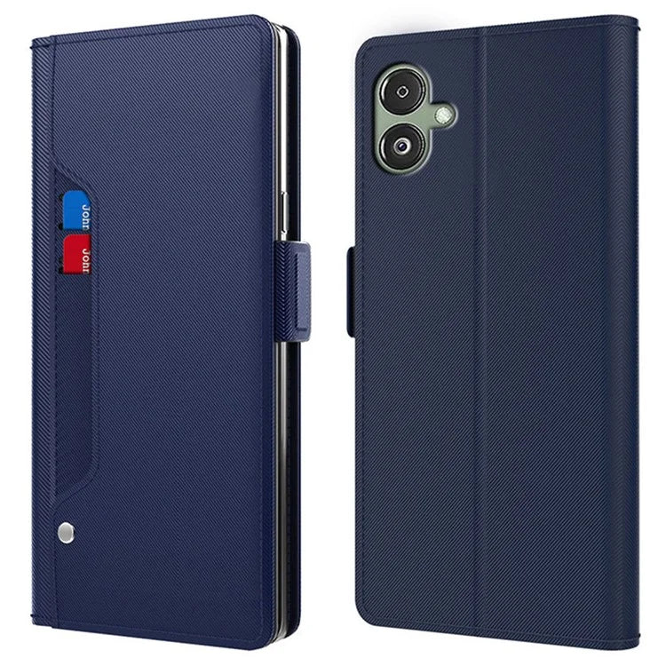 For Samsung Galaxy A06 Case Stand PU Leather Phone Cover Card Holder Mirror