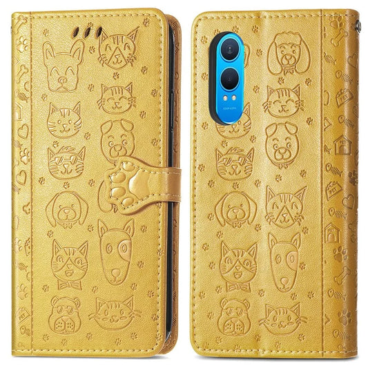 For OnePlus Nord CE4 Lite 5G  /  Oppo K12x 5G (China) Case Leather Wallet Flip Phone Cover Cute Cat Dog Pattern