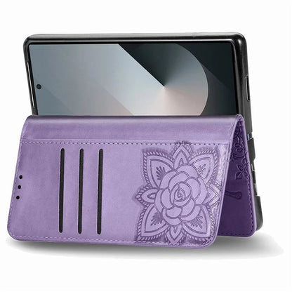 For Samsung Galaxy Z Fold6 5G Case PU Leather Wallet Phone Cover Butterfly Pattern