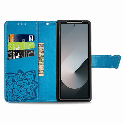For Samsung Galaxy Z Fold6 5G Case PU Leather Wallet Phone Cover Butterfly Pattern