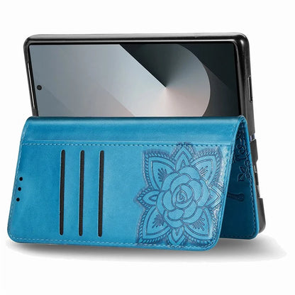 For Samsung Galaxy Z Fold6 5G Case PU Leather Wallet Phone Cover Butterfly Pattern