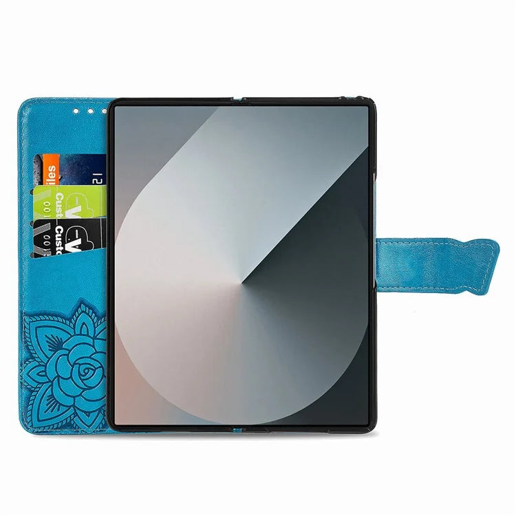 For Samsung Galaxy Z Fold6 5G Case PU Leather Wallet Phone Cover Butterfly Pattern