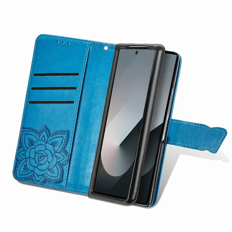 For Samsung Galaxy Z Fold6 5G Case PU Leather Wallet Phone Cover Butterfly Pattern