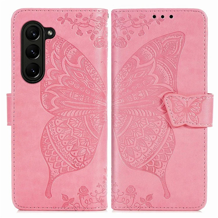 For Samsung Galaxy Z Fold6 5G Case PU Leather Wallet Phone Cover Butterfly Pattern