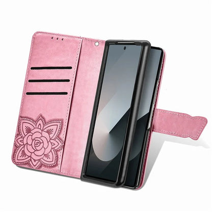 For Samsung Galaxy Z Fold6 5G Case PU Leather Wallet Phone Cover Butterfly Pattern