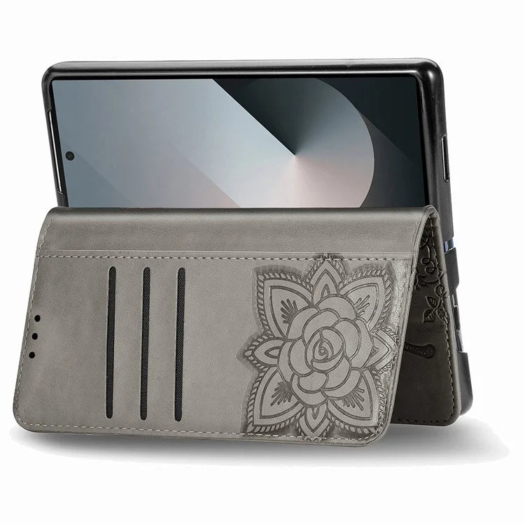 For Samsung Galaxy Z Fold6 5G Case PU Leather Wallet Phone Cover Butterfly Pattern