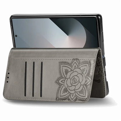 For Samsung Galaxy Z Fold6 5G Case PU Leather Wallet Phone Cover Butterfly Pattern