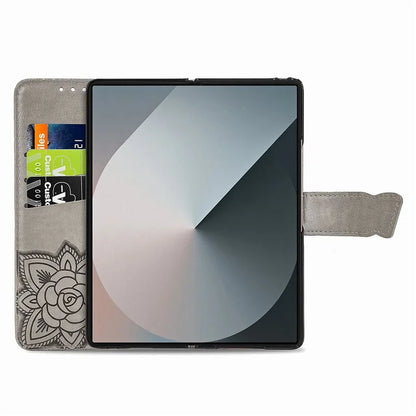 For Samsung Galaxy Z Fold6 5G Case PU Leather Wallet Phone Cover Butterfly Pattern