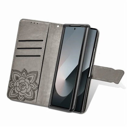 For Samsung Galaxy Z Fold6 5G Case PU Leather Wallet Phone Cover Butterfly Pattern