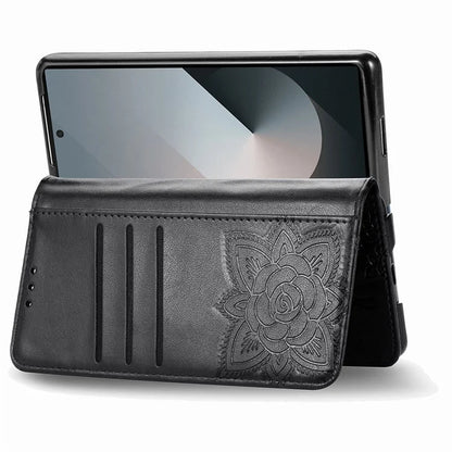 For Samsung Galaxy Z Fold6 5G Case PU Leather Wallet Phone Cover Butterfly Pattern