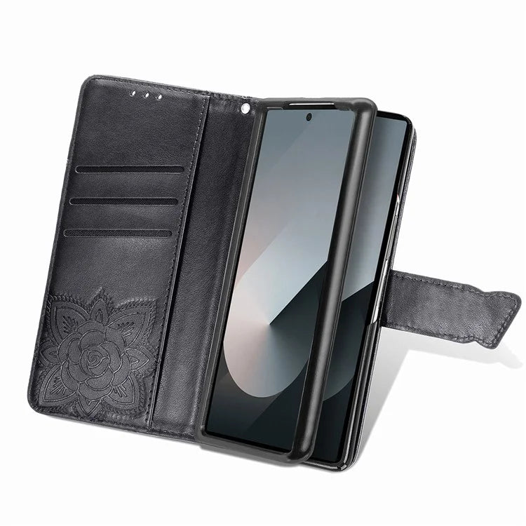 For Samsung Galaxy Z Fold6 5G Case PU Leather Wallet Phone Cover Butterfly Pattern
