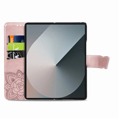 For Samsung Galaxy Z Fold6 5G Case PU Leather Wallet Phone Cover Butterfly Pattern