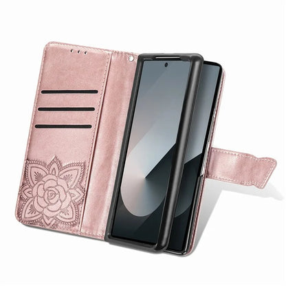 For Samsung Galaxy Z Fold6 5G Case PU Leather Wallet Phone Cover Butterfly Pattern
