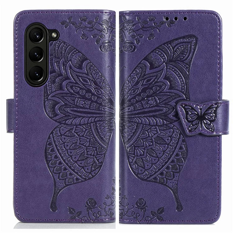 For Samsung Galaxy Z Fold6 5G Case PU Leather Wallet Phone Cover Butterfly Pattern