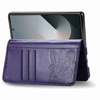 For Samsung Galaxy Z Fold6 5G Case PU Leather Wallet Phone Cover Butterfly Pattern