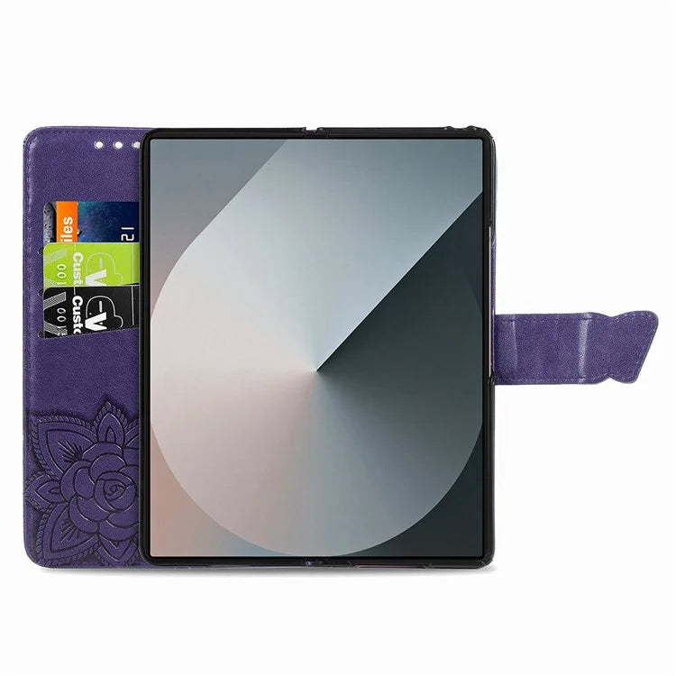 For Samsung Galaxy Z Fold6 5G Case PU Leather Wallet Phone Cover Butterfly Pattern