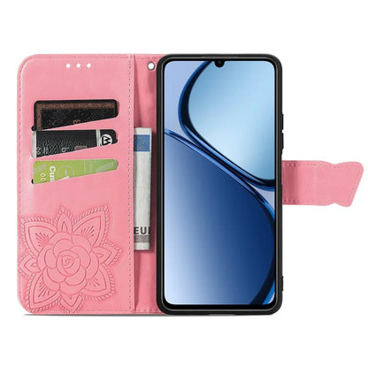 For Realme C63 4G Case PU Leather Wallet Phone Cover Butterfly Pattern